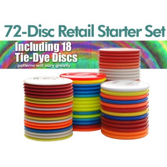72 Piece Retail Disc Golf Starter Set - Including Tie-Dyes & Display Rack